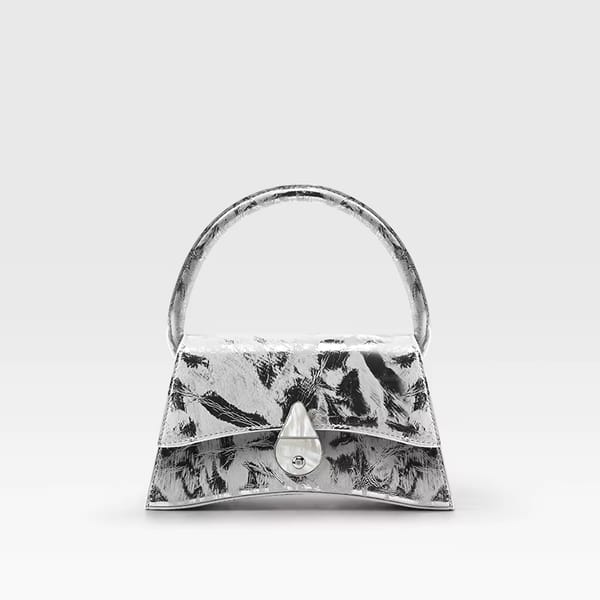 Genuine Leather Floral Handbag Flap Evening Purse
