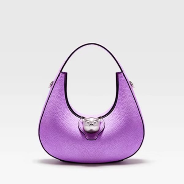 Luxury Half Moon Leather Handbag with Lock Closure