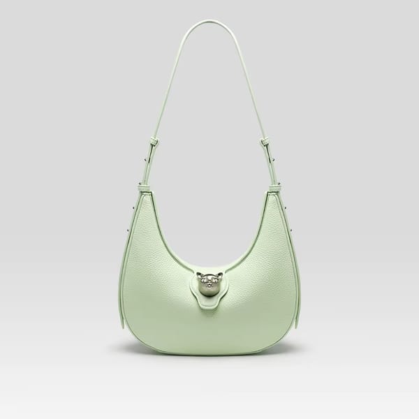 Elegant Luxury Half Moon Leather Shoulder Tote with Secure Lock Closure