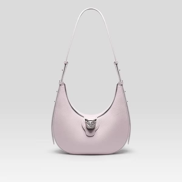 Elegant Luxury Half Moon Leather Shoulder Tote with Secure Lock Closure