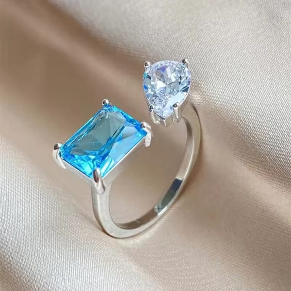 Elegant Teardrop Cubic Zirconia Adjustable Wedding Ring for Women