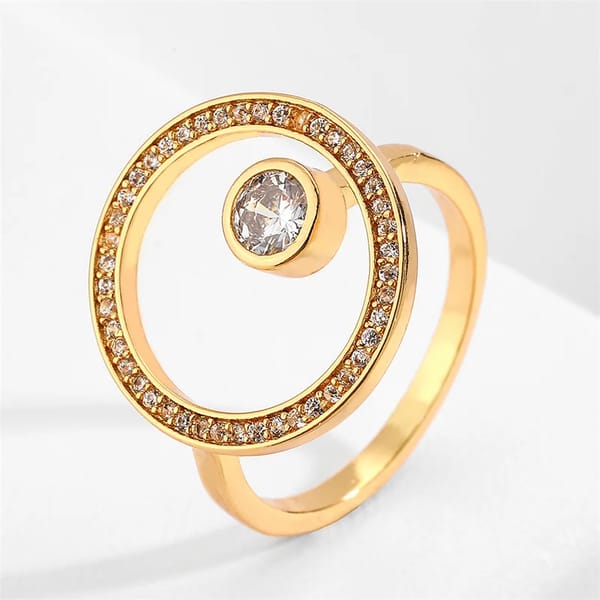 Elegant Geometric Open Zircon Ring for Women – Trendy Evening Jewelry