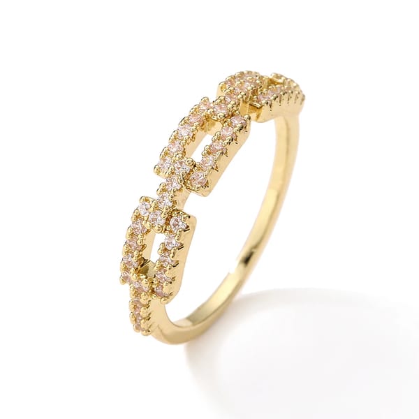 Trendy Gold Rectangle Ring with Sparkling Tassel Detail