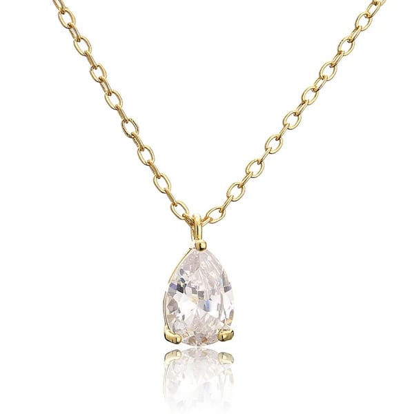 Elegant Sparkling Water Drop CZ Pendant Necklace for Women