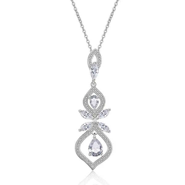 Exquisite CZ Bridal Necklace with Leaf Pendant for Elegant Occasions