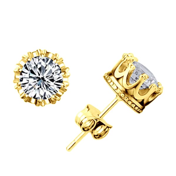 Elegant Round Cubic Zirconia Stud Earrings for Women