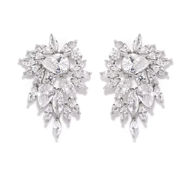 Elegant Flower Stud Earrings with AAA+ Cubic Zirconia for Women