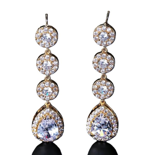 Elegant Water Drop Cubic Zirconia Dangle Earrings for Women