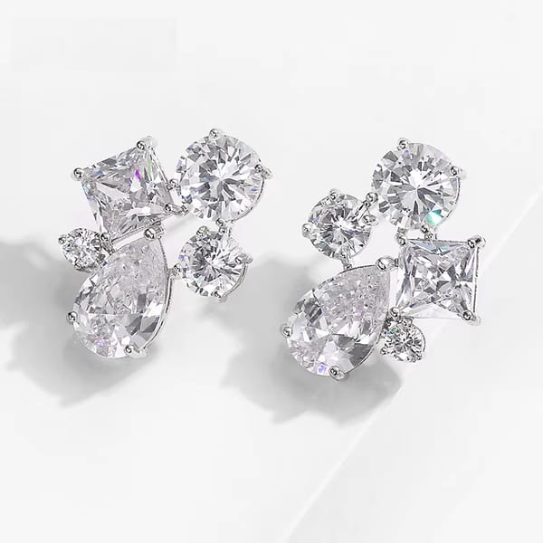 Elegant Geometric Cubic Zirconia Stud Earrings for Women