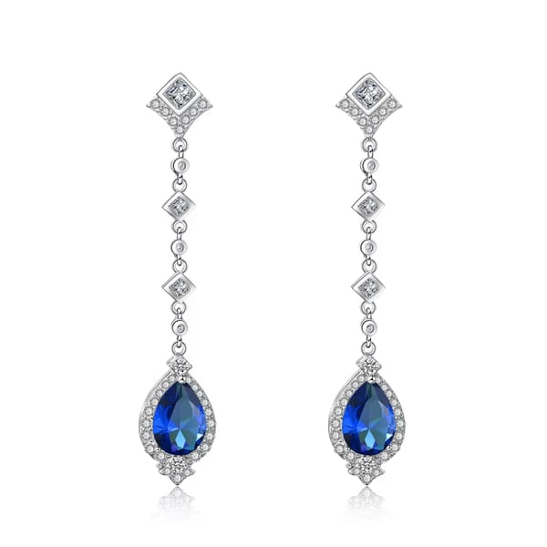 Elegant Water Drop Shaped CZ Long Dangle Earrings for Women