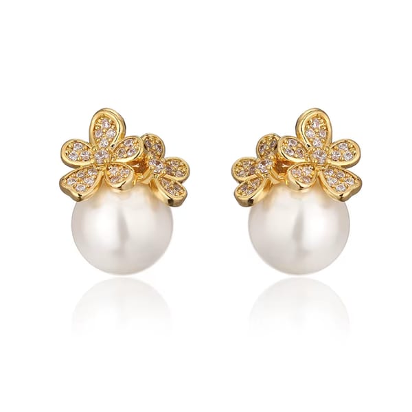 Elegant Micro Inlay Zircon Flower Stud Earrings for Women