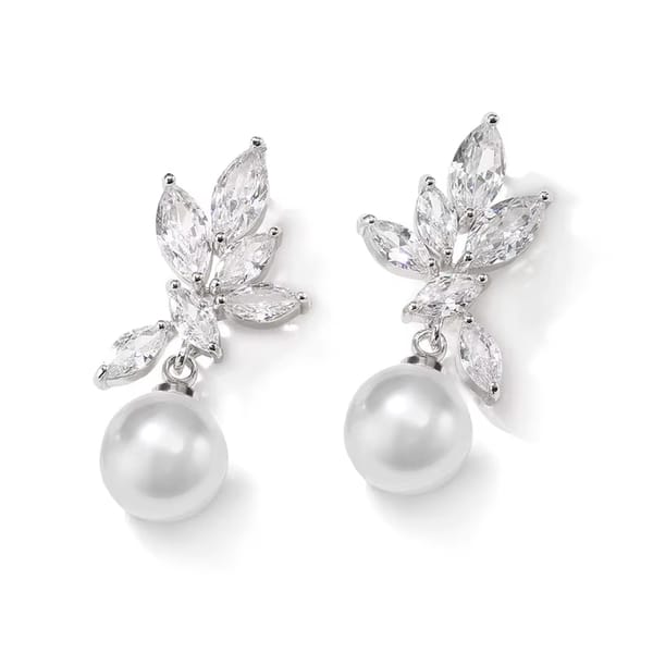 Elegant Cubic Zirconia Leaf Dangle Earrings for Women