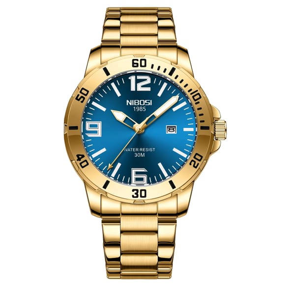 Luxury Quartz Men’s Watch with Luminous Hands and Calendar Feature