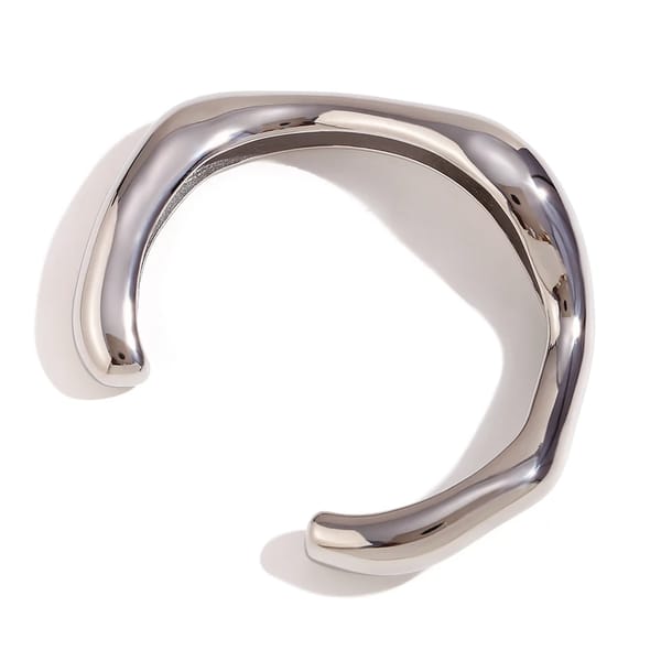 Exaggerated Irregular Liquid Wave Open Bangle in 18K Gold Plating