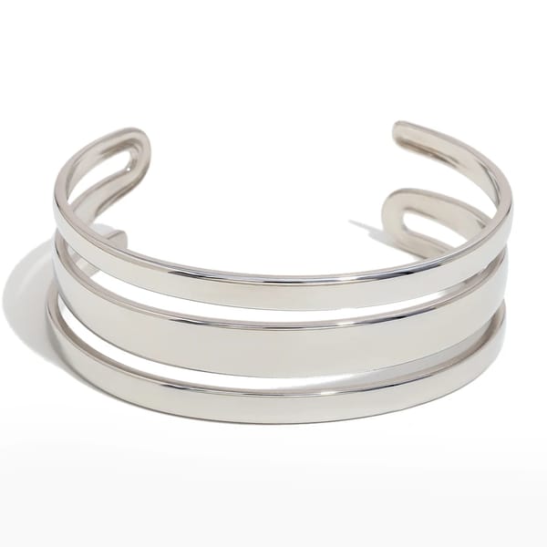 Elegant Wide-Faced Three-Layer Open Cuff Bracelet for Women