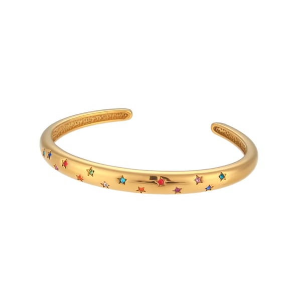Elegant 18K Gold Plated Crystal Star Moon Cuff Bracelet