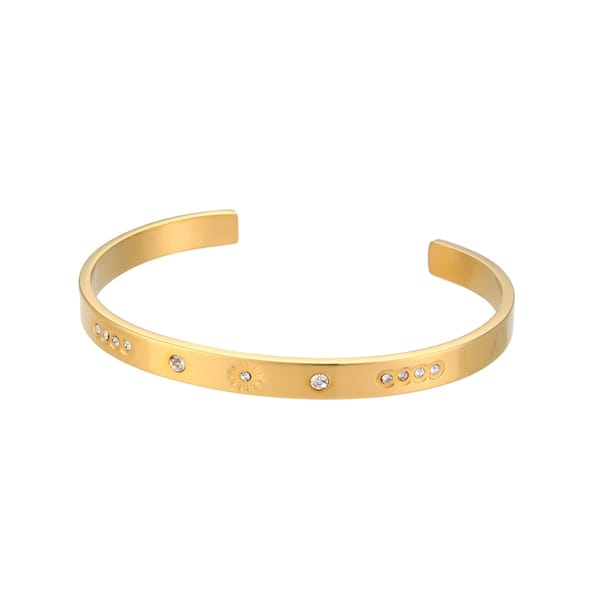 Chic 18K Gold-Plated Crystal Star Moon Cuff Bracelet
