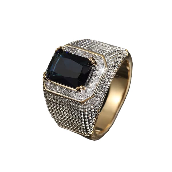 Dazzling Hip Hop Cubic Zirconia Cocktail Ring for Men