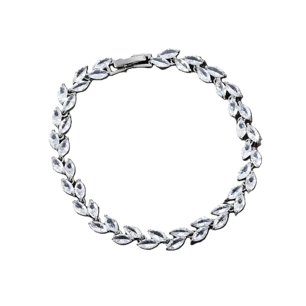 Elegant Leaf Design Marquise Cut Cubic Zirconia Bracelet for Women