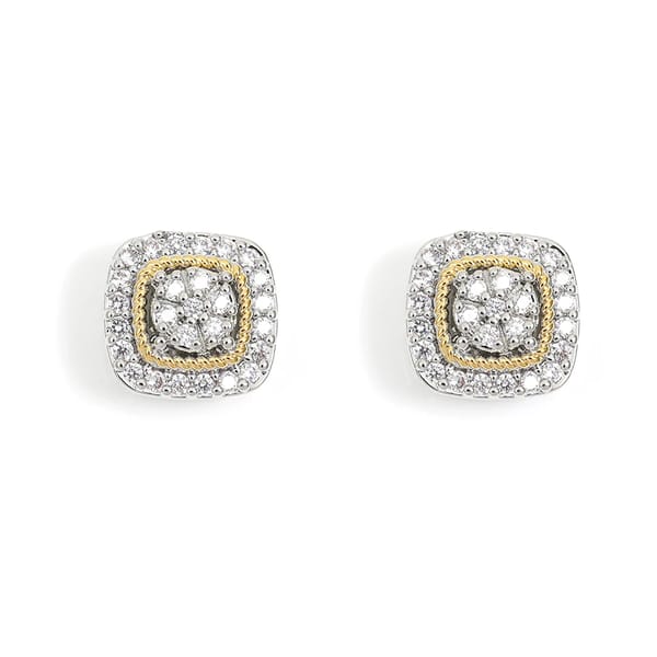 Geometric Sugar Cube Stud Earrings with Zircon Inlay for Women