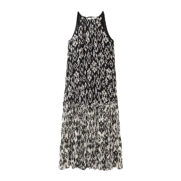 Elegant Printed Halter Neck Midi Dress for Women