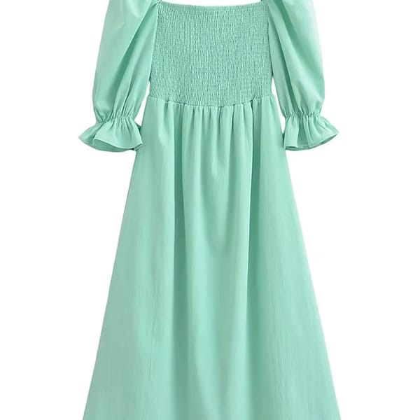 Elegant A-Line Flare Sleeve Midi Dress for Casual Wear