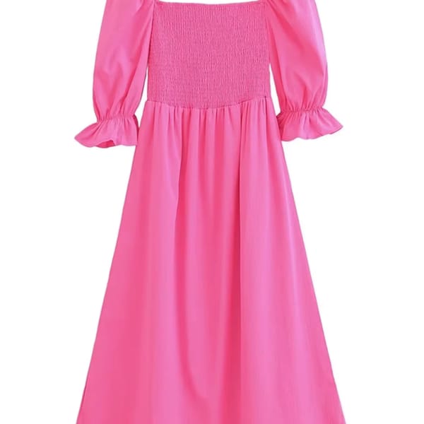 Flare Sleeve Casual A-Line Dress with Square Neckline for Women