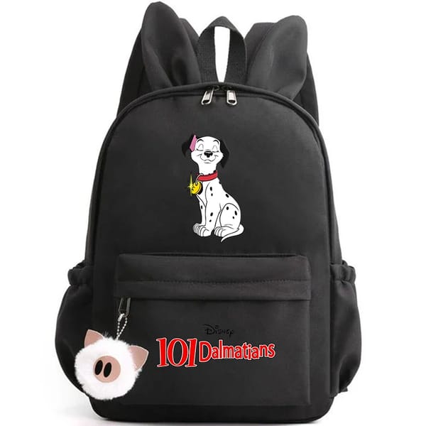 Charming Dalmatian Design Backpack with Rabbit Ears for Students
