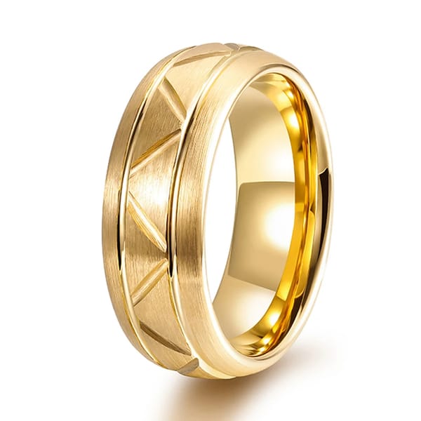 Elegant 8mm Tungsten Carbide Men's Grooved Polished Wedding Band
