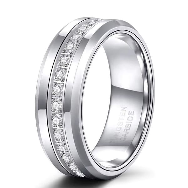 Elegant Tungsten Wedding Band with CZ Inlay for Unisex