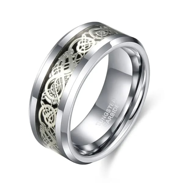 Dragon Inlay Tungsten Carbide Wedding Band for Men
