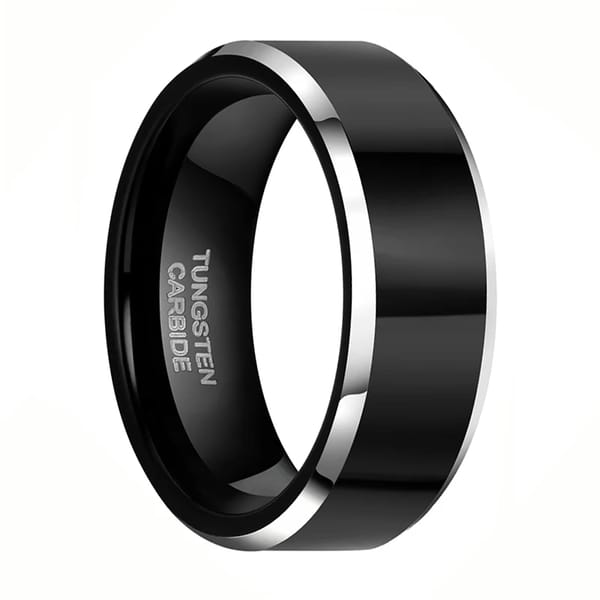 Elegant Black Tungsten Carbide Engagement Ring for Couples