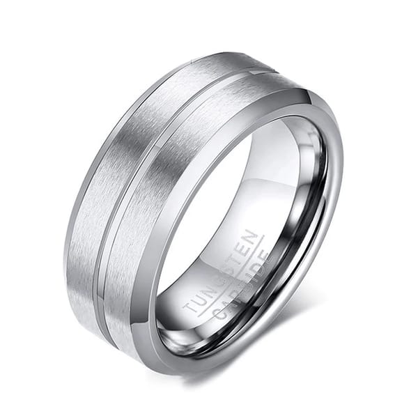 Classic Tungsten Carbide Men's Wedding Band with Brushed Design