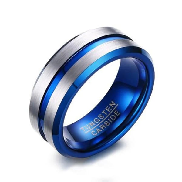 Tungsten Carbide Wedding Ring with Carbon Fiber Groove Design