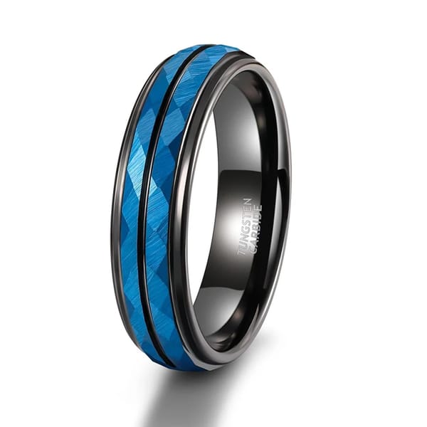 6mm Hammered Tungsten Carbide Wedding Band with Matte Finish
