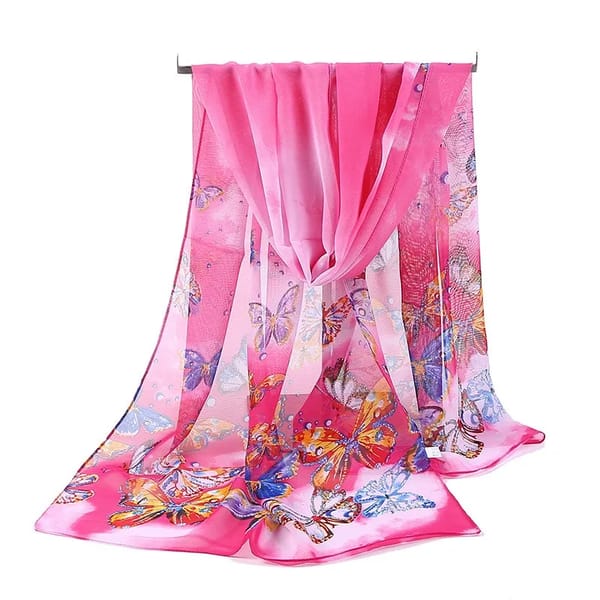 Chiffon Striped Floral Print Scarf Shawl for All Seasons