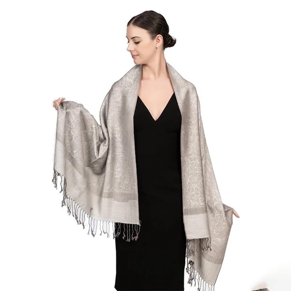 Elegant Jacquard Linen Scarf for Women, Soft Winter Shawl Wrap