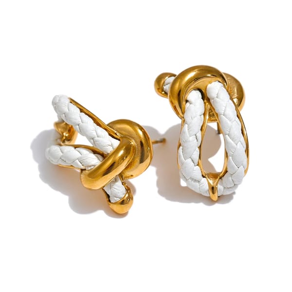 Stylish Geometric Hollow Leather Knot Stud Earrings for Women