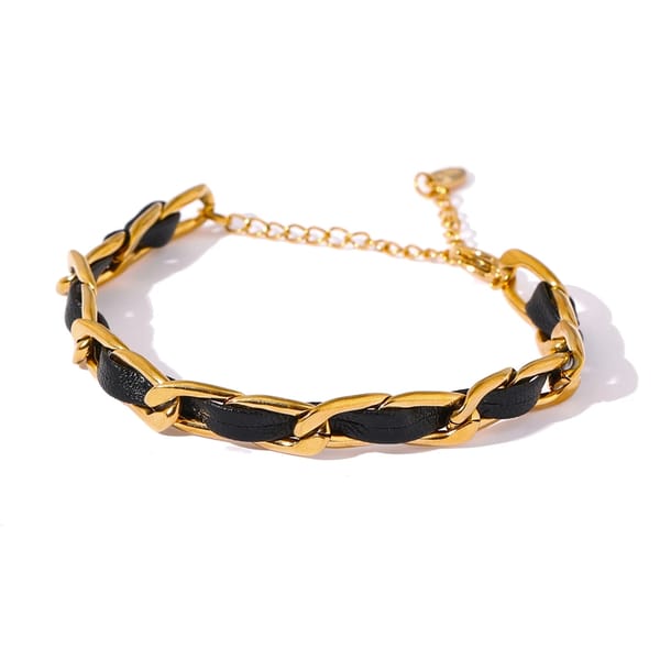 Trendy Leather and Stainless Steel Chain Bracelet for All