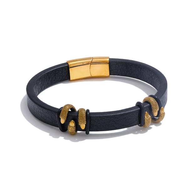 Stylish Leather & Stainless Steel Claw Bangle for Men