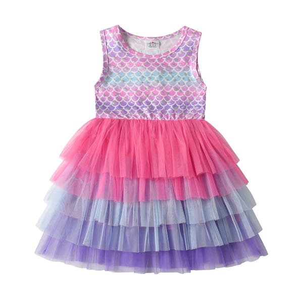 Enchanting Mermaid Princess Dress for Girls – Layered Summer Gown