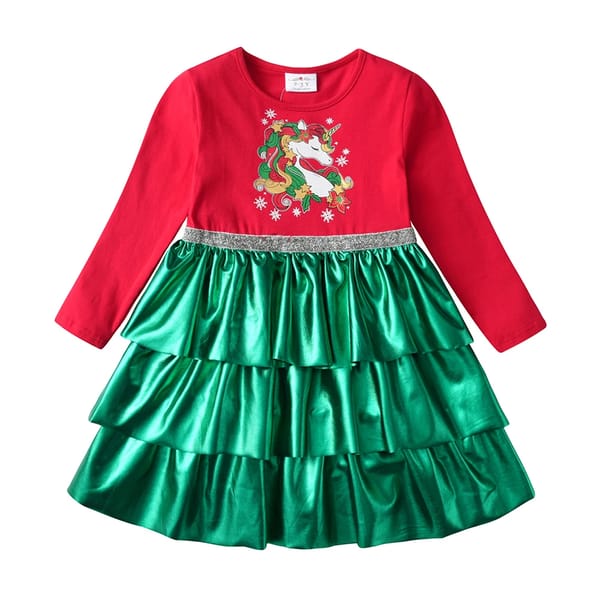 Adorable Unicorn Cartoon Girls' Dress – Casual & Comfy Outfit