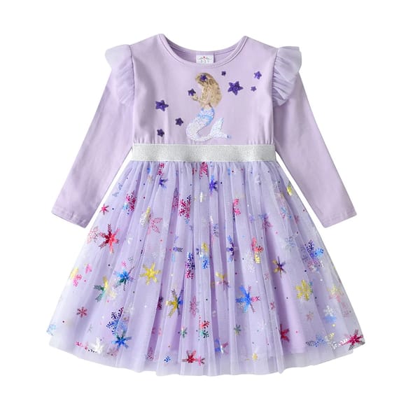 Sparkling Mermaid Princess Dress for Girls – Sequin Party Gown