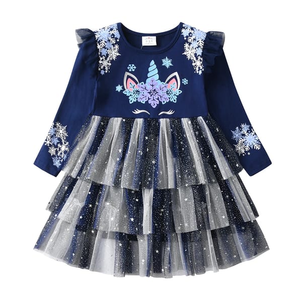 Enchanting Snowflake Princess Dress – Winter Party Outfit