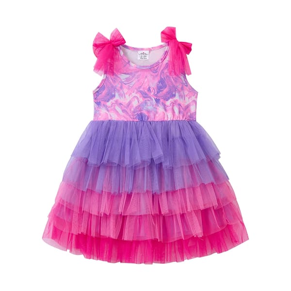 Charming Sleeveless Princess Dress for Girls with Bow and Ruffles