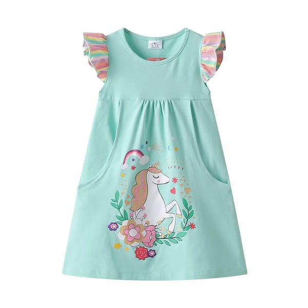 Floral Ruffled Sleeveless Dress for Girls, Casual Summer Style