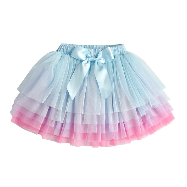 5-Layered Mesh Tutu Skirt for Girls with Bow Detail
