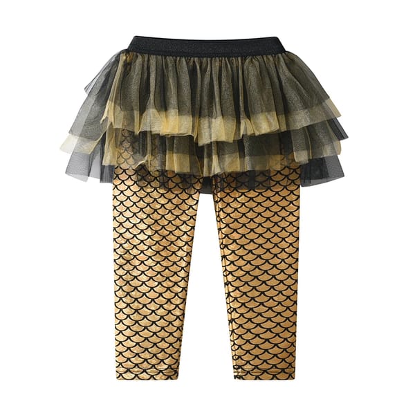 Girls' Legging Skirt-Pants with Elastic Waist and Spliced Design