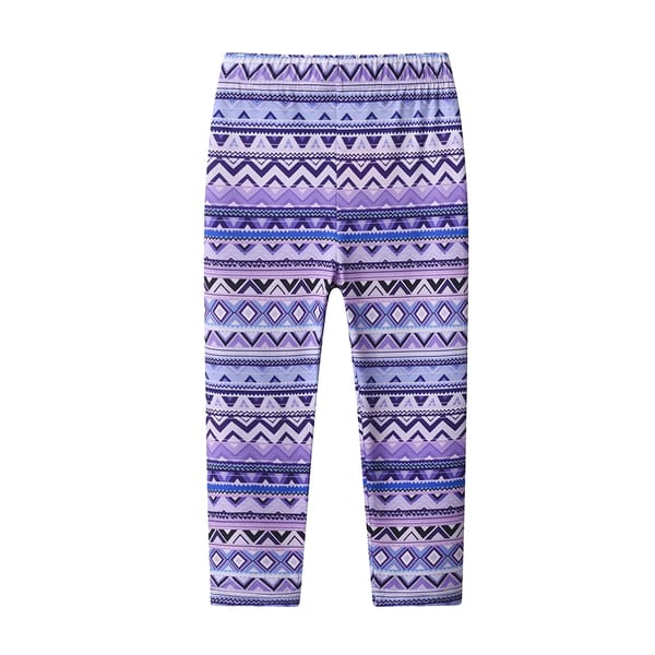 Floral and Striped Girls' Leggings for Kids with Elastic Waist