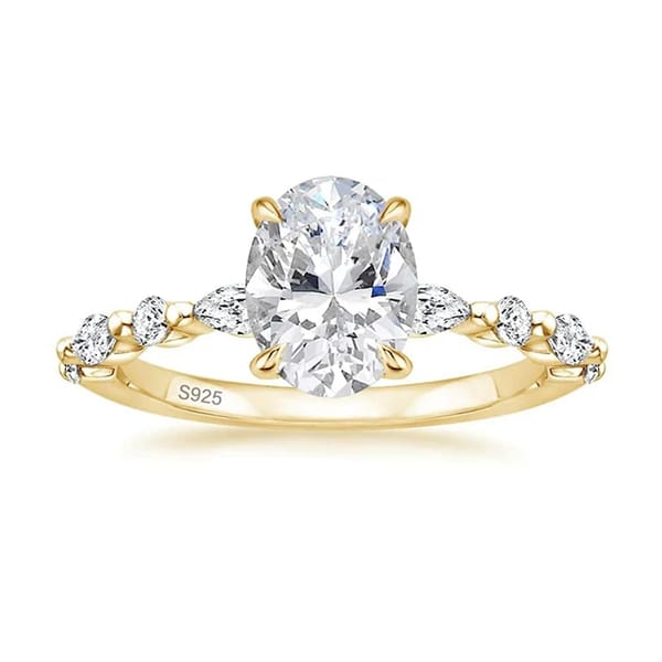 Elegant 3CT Sterling Silver Oval Cut Zirconia Engagement Ring
